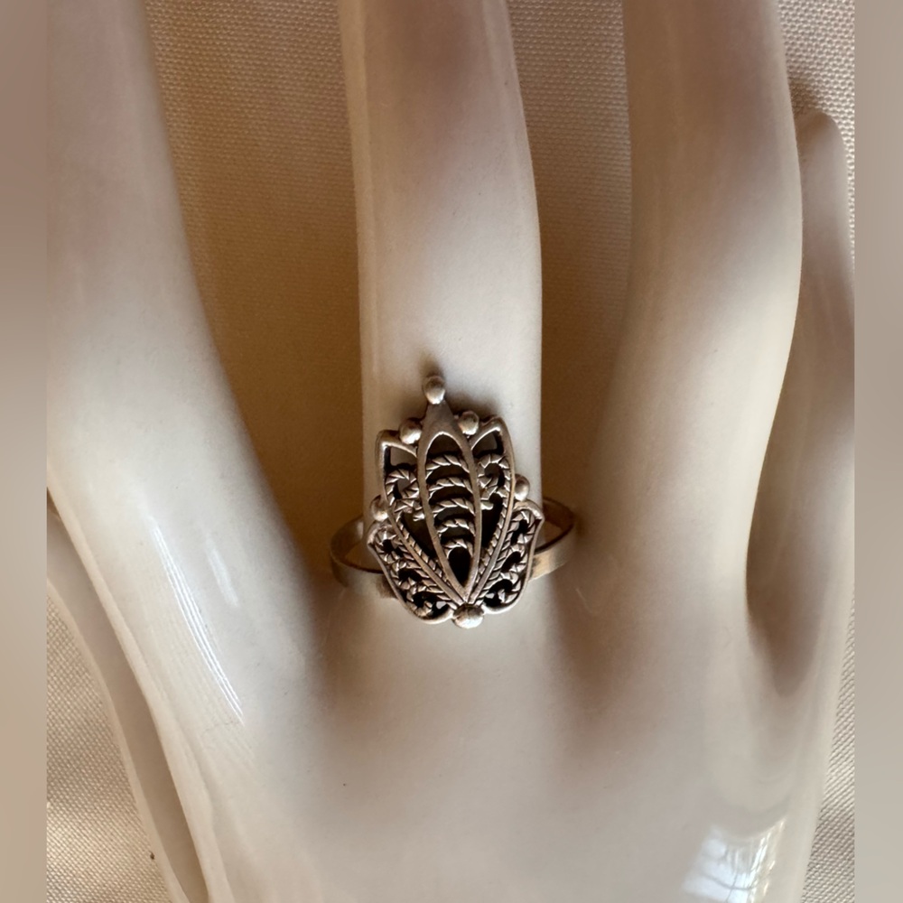 Vintage 1960s USSR Sterling Silver Filigree Ring Size 8 Stamp 925